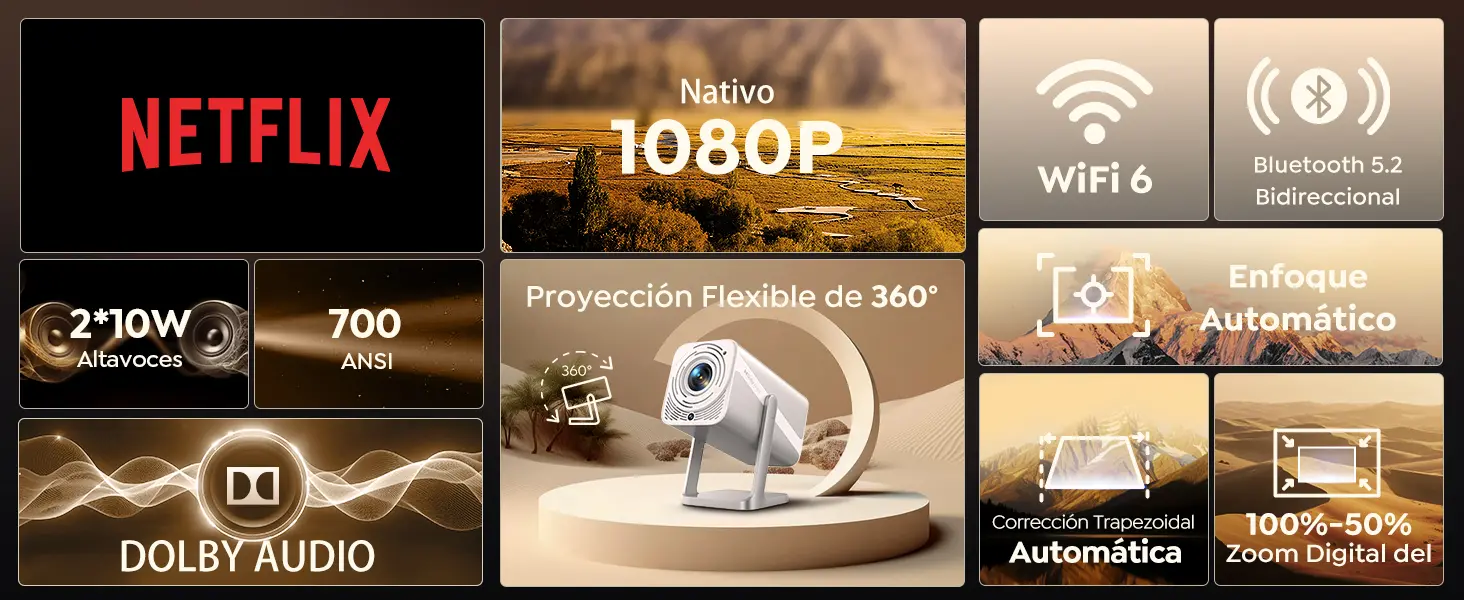 Smart Proyector 4K 700 ANSI Dolby