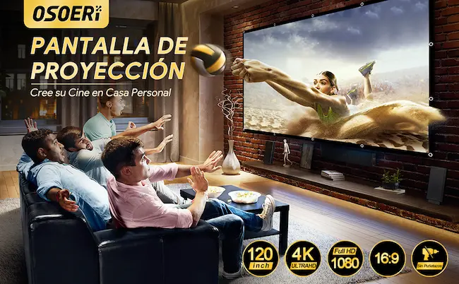 Ver Osoeri Pantalla Proyector 120 Pulgadas 16:9 HD Antiarrugas Plegable Portátil Lavable Tela Proyector