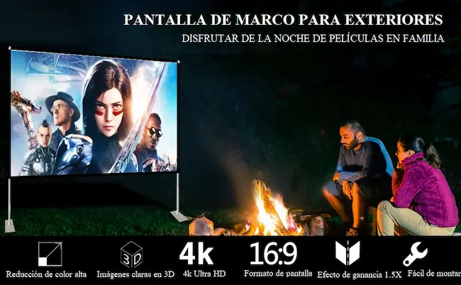 Ver SKERELL Pantalla de proyección portátil 100 Pulgadas Frontal 16:9