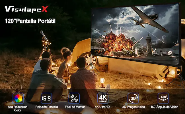 Ver VISULAPEX Pantalla Proyector Portátil 120 Pulgadas con Trípode